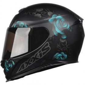 Capacete Axxis Eagle Flowers Preto e Azul Fosco
