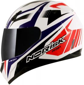 Capacete Norisk FF391 Slide Branco Azul e Vermelho Brilho